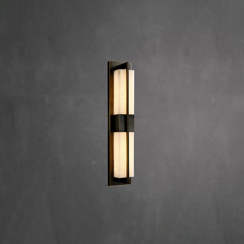 Royelux Modern Alabaster Brass Wall Sconce - Elegant Rectangular LED Lighting for Home