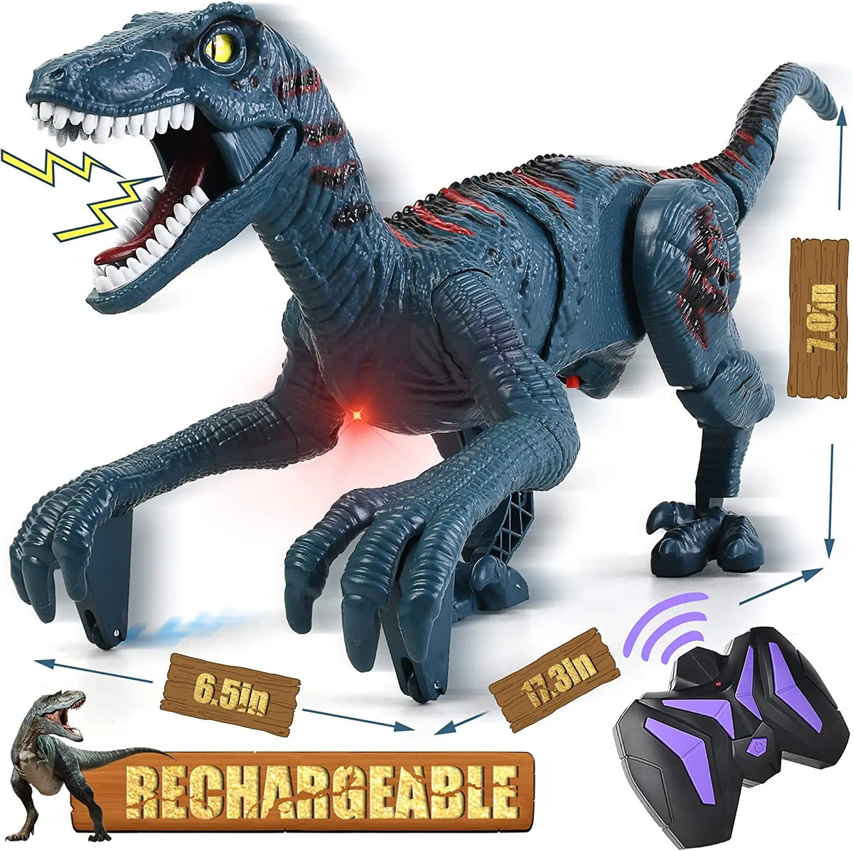Royallure 2.4G RC Velociraptor Dinosaur Toy – Walking & Roaring Remote ...