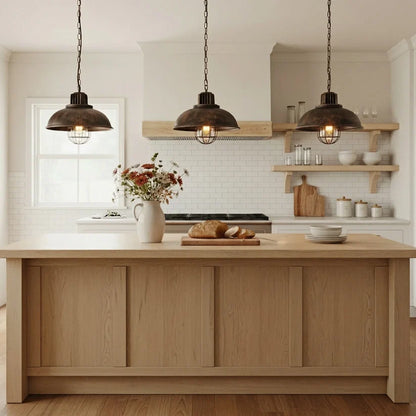 LuxRoyale Industrial Farmhouse Pendant Light Distressed Copper Black Finish