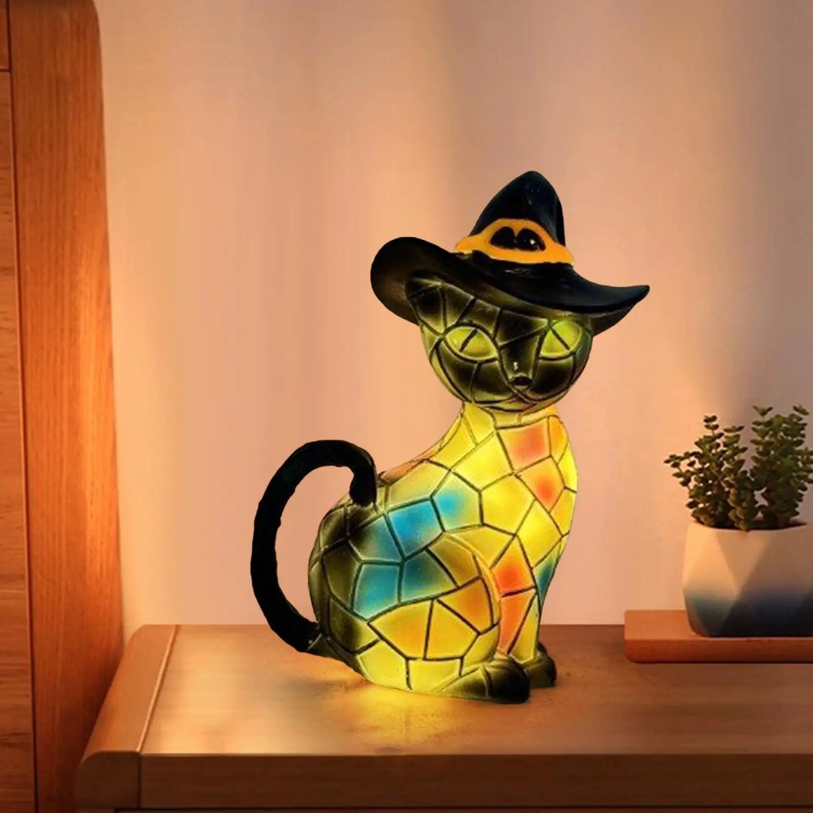 Retro Cat Lamp Vintage Cat Lamp Resin Night Light Cute Resin Animal LED Light for Bedroom Living Room Study Room Bedside Nursery 3
