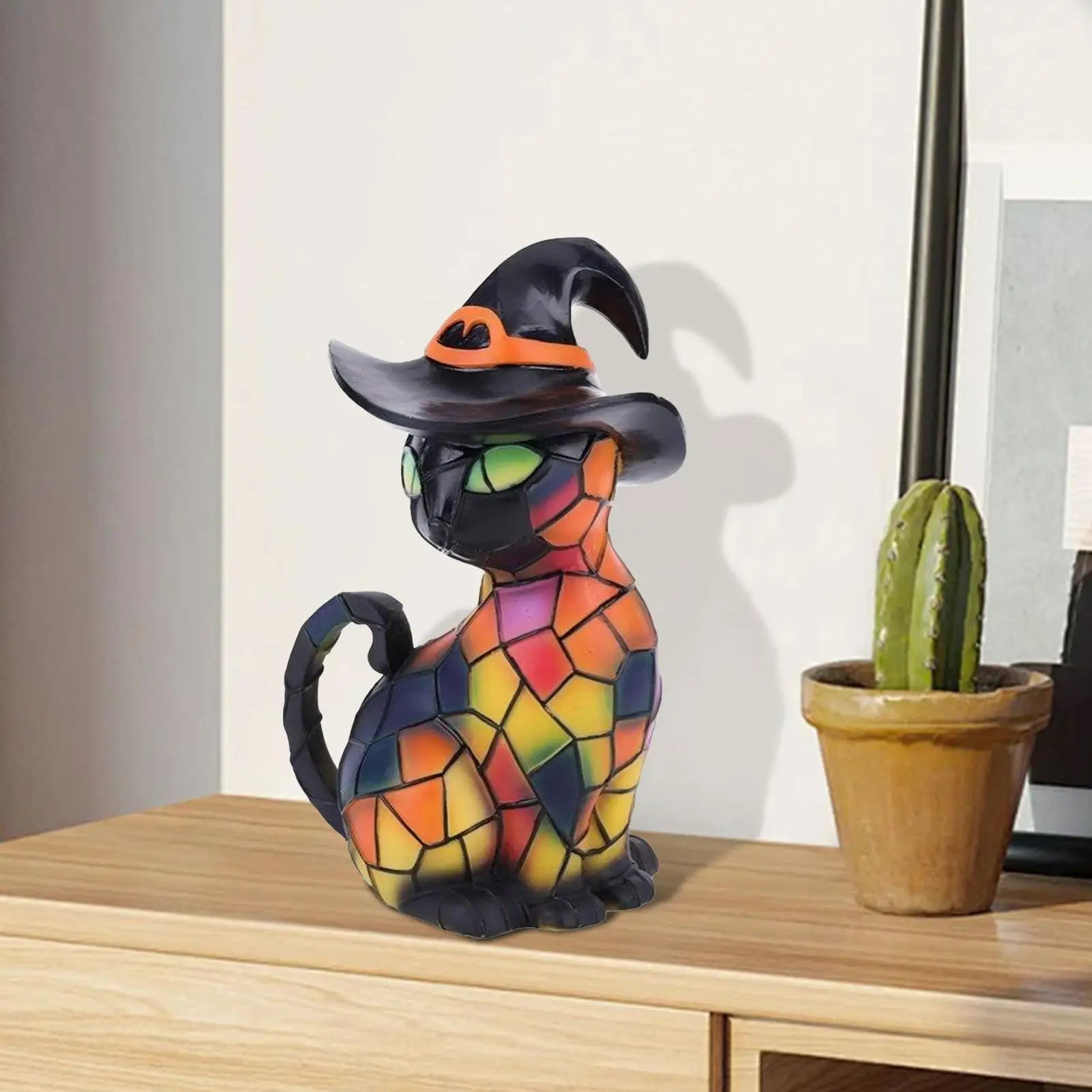 Retro Cat Lamp Vintage Cat Lamp Resin Night Light Cute Resin Animal LED Light for Bedroom Living Room Study Room Bedside Nursery 4
