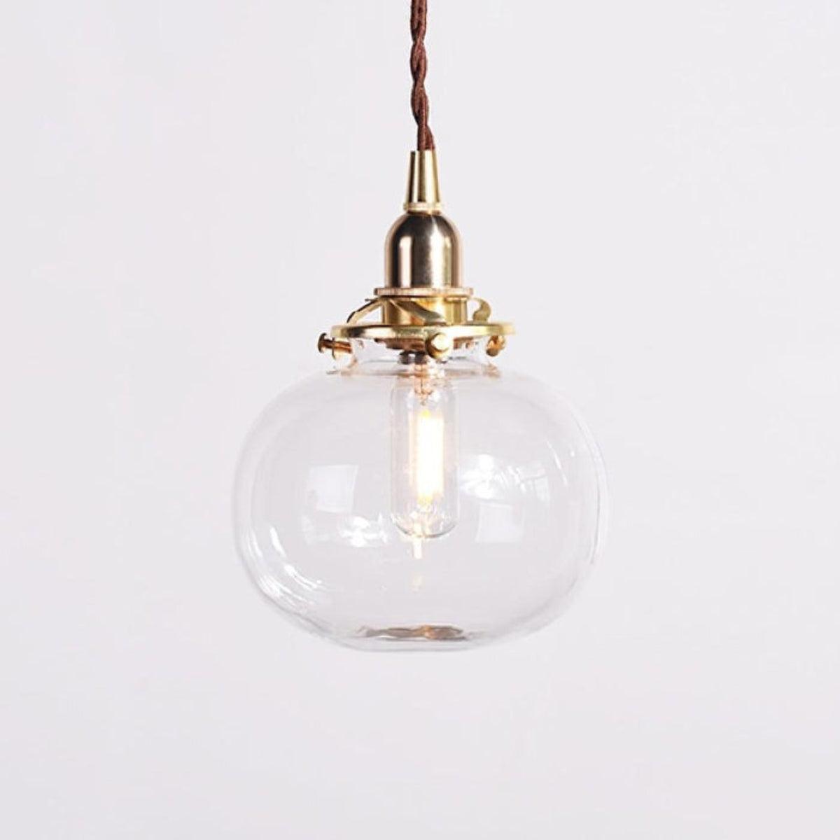 Retro Glass Globe Pendant Light with Brass Fitting
