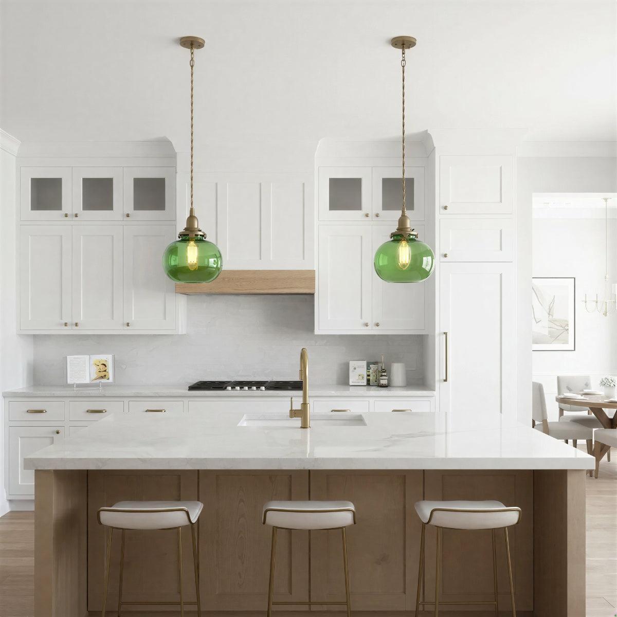 Retro Glass Globe Pendant Light with Brass Fitting