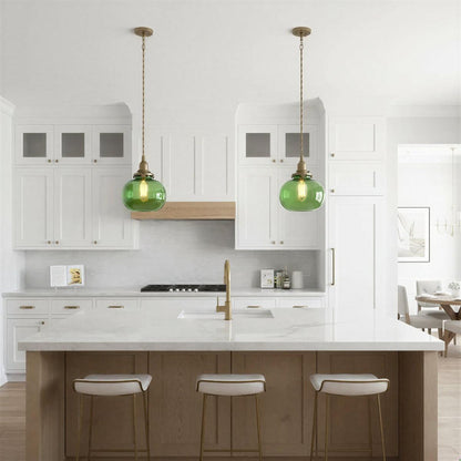 Retro Glass Globe Pendant Light with Brass Fitting