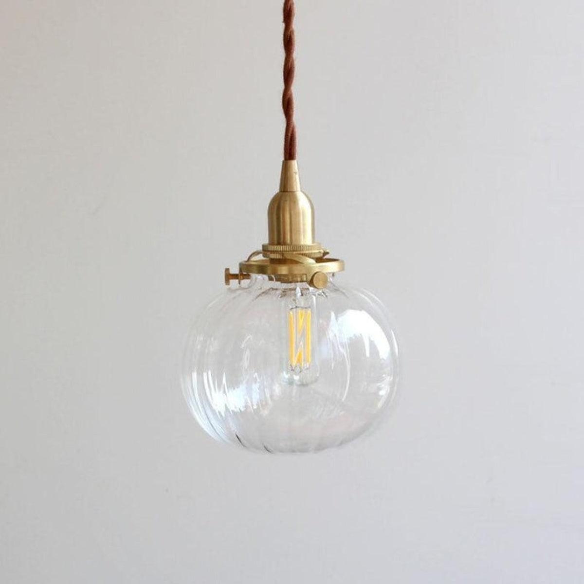 Retro Glass Globe Pendant Light with Brass Fitting