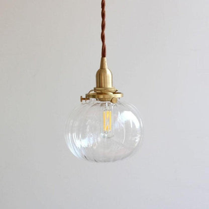 Retro Glass Globe Pendant Light with Brass Fitting