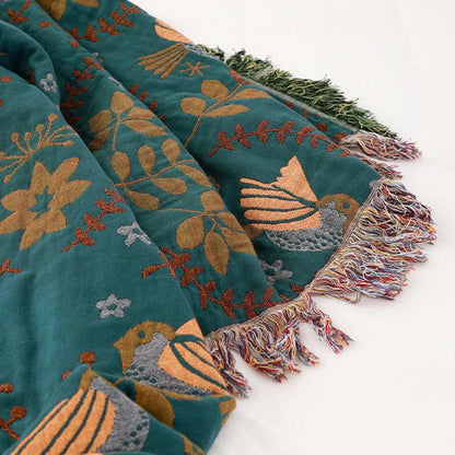 Reversible Scandinavian Bird Throw Blanket - Cozy & Versatile - For every season 3