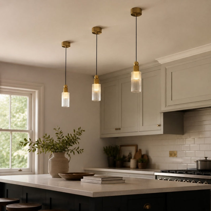 Ribbed Glass Mini LED Pendant Light 5