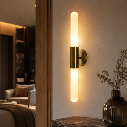 RoyaleGlow Modern Black Linear LED Wall Sconce | Frosted Glass Tube for Ambient Lighting-Royale Basic