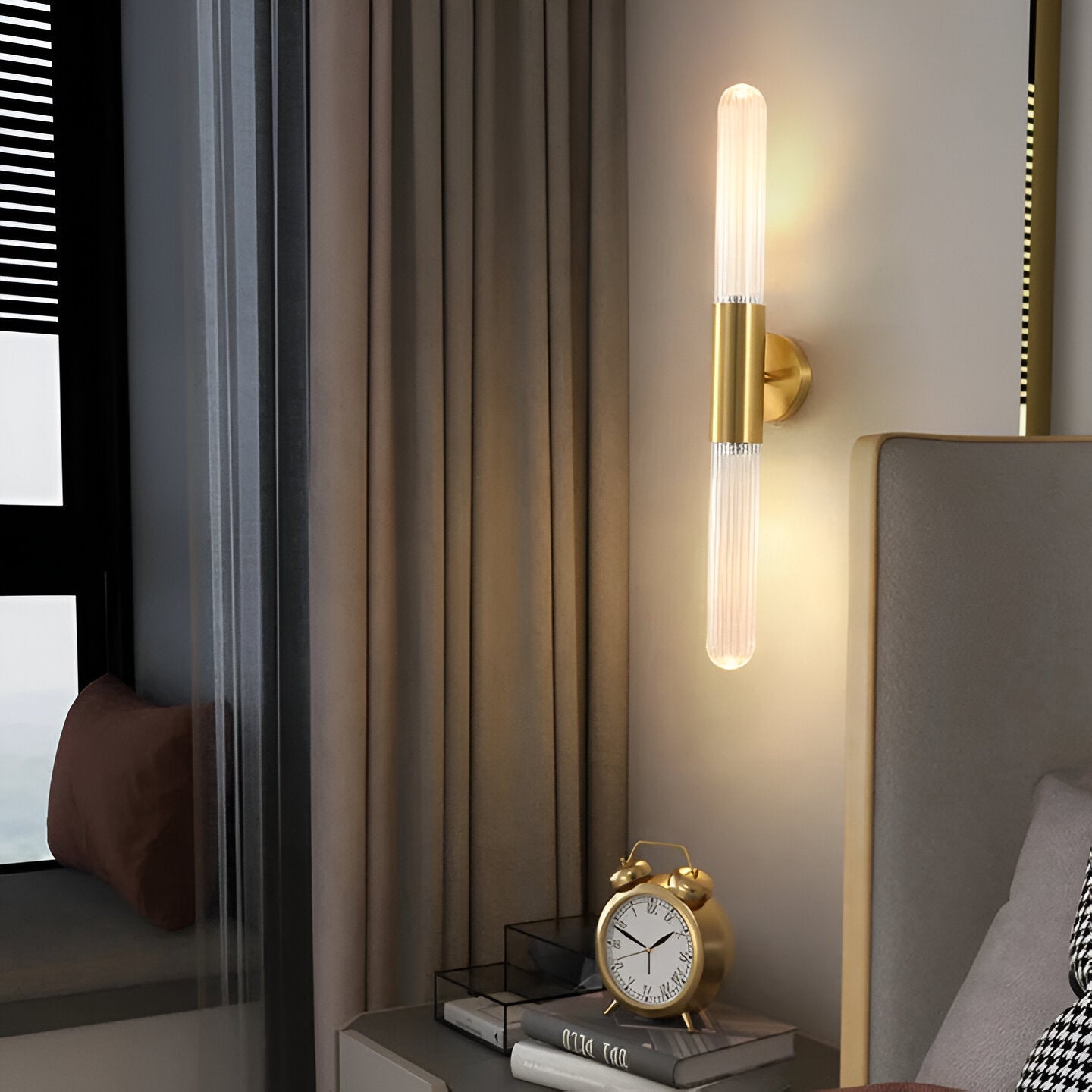 RoyaleGlow Modern Black Linear LED Wall Sconce | Frosted Glass Tube for Ambient Lighting-Royale Basic