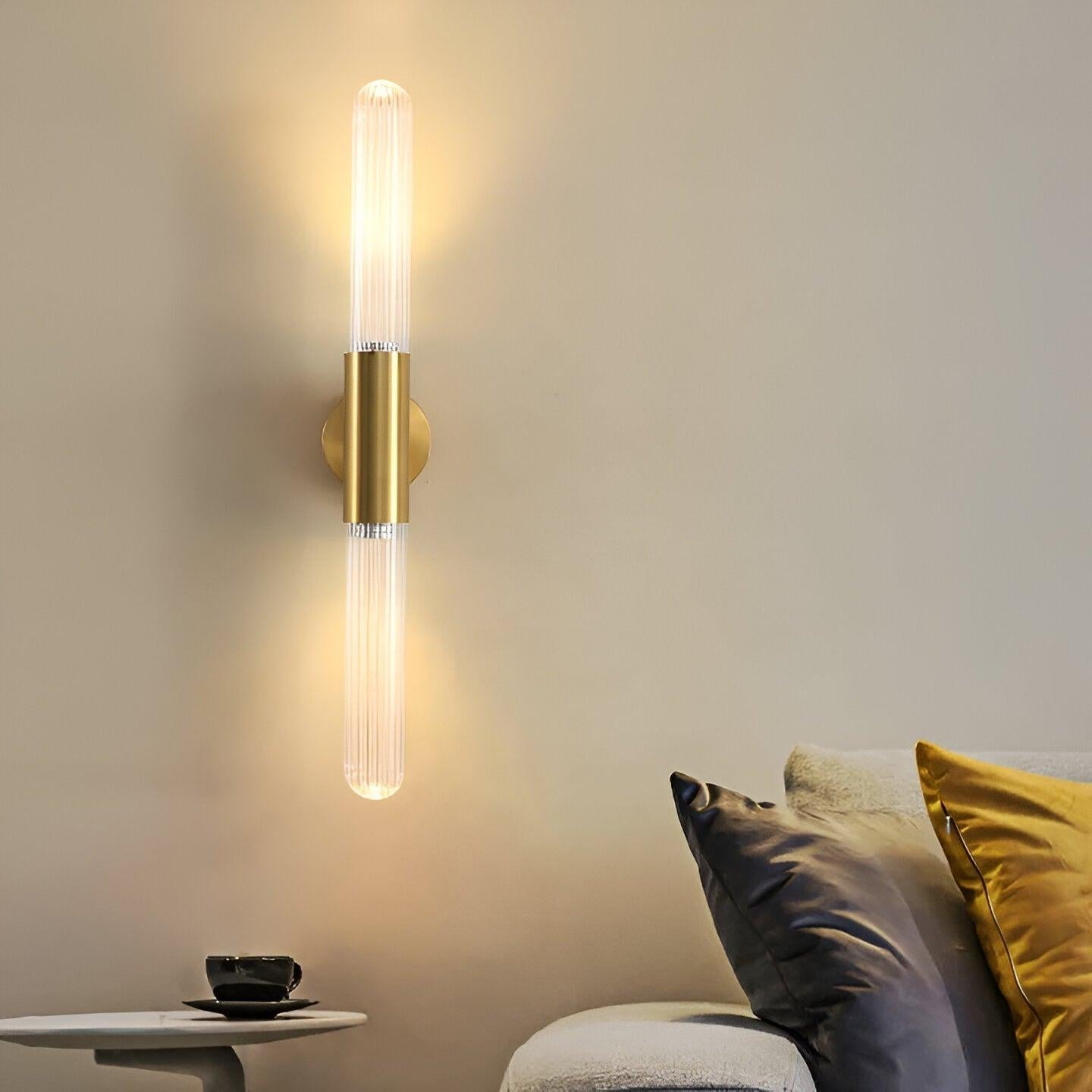 RoyaleGlow Modern Black Linear LED Wall Sconce | Frosted Glass Tube for Ambient Lighting-Royale Basic