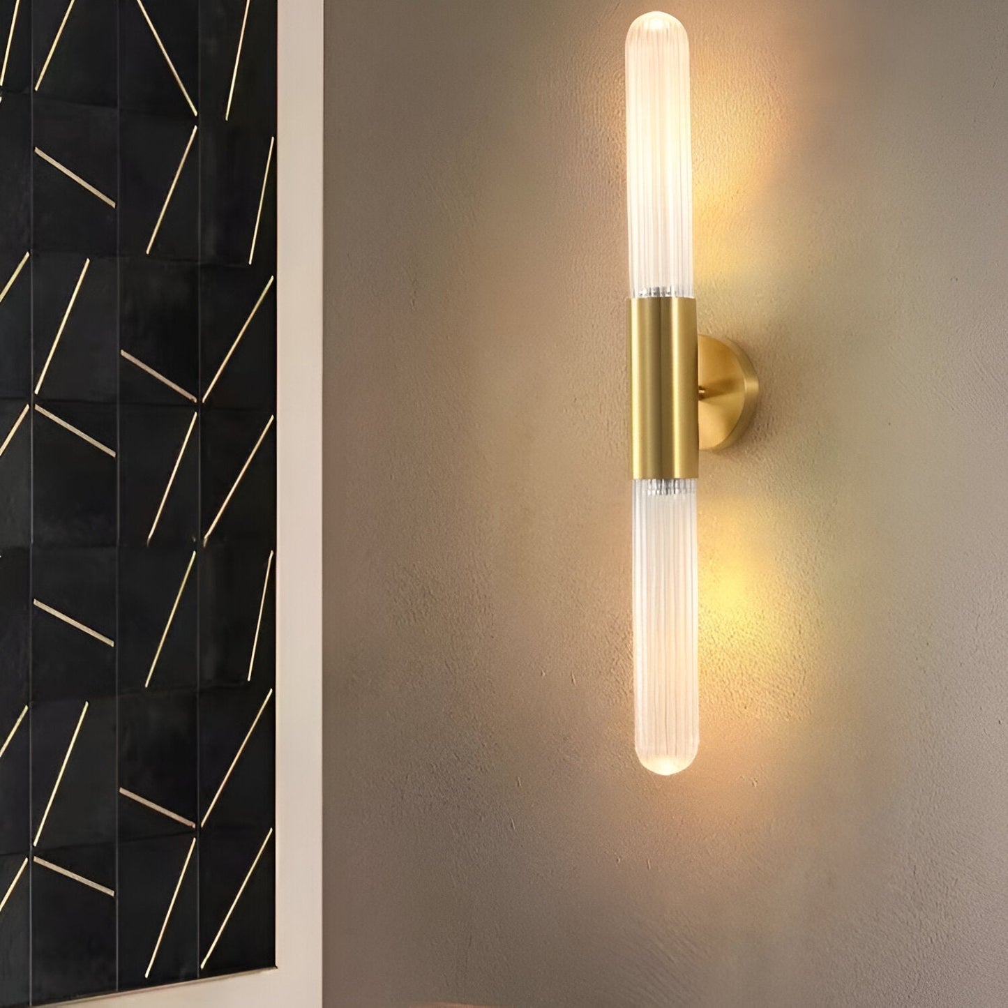 RoyaleGlow Modern Black Linear LED Wall Sconce | Frosted Glass Tube for Ambient Lighting-Royale Basic