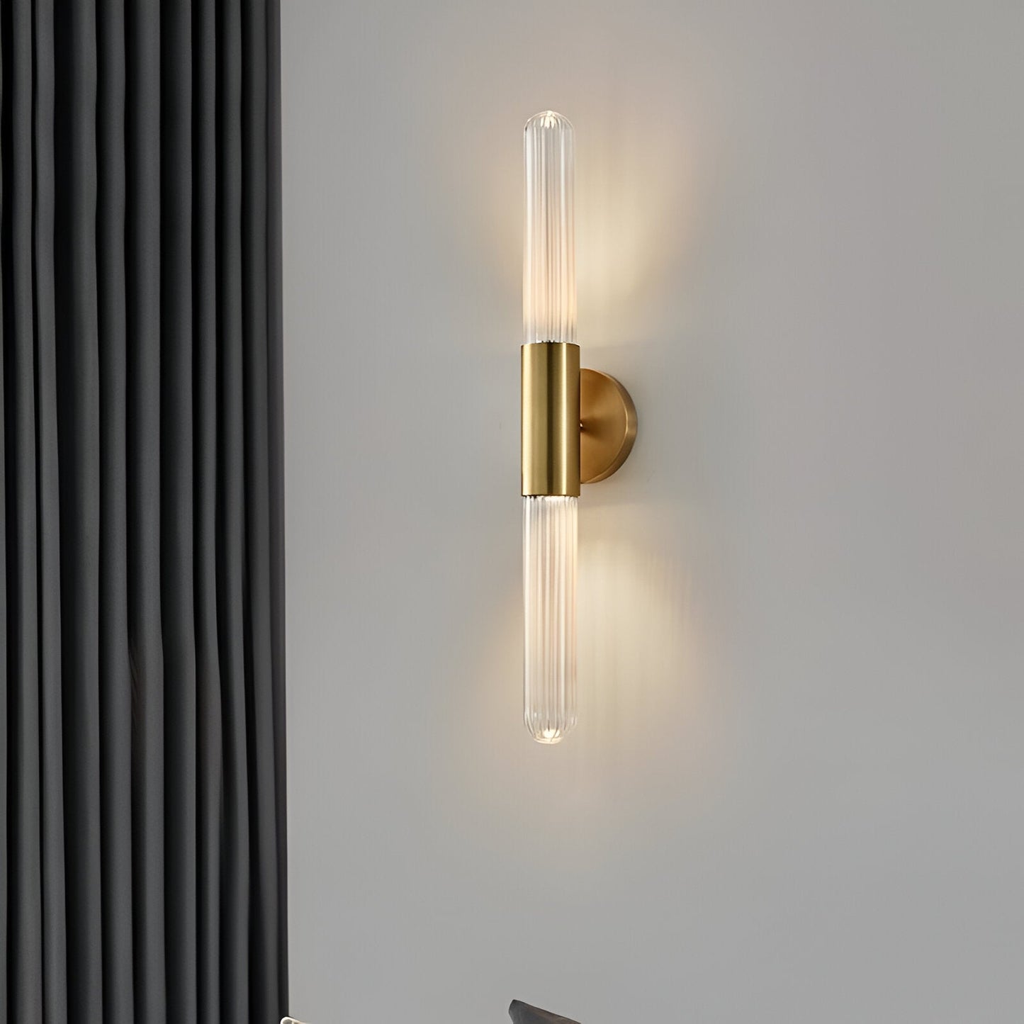 RoyaleGlow Modern Black Linear LED Wall Sconce | Frosted Glass Tube for Ambient Lighting-Royale Basic