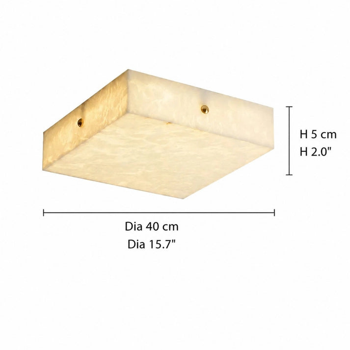 RoyaleGlow Alabaster Square Flush Mount Ceiling Light with Brass Accents