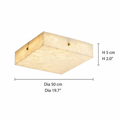 RoyaleGlow Alabaster Square Flush Mount Ceiling Light with Brass Accents