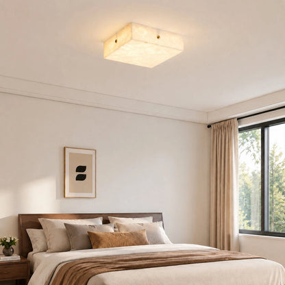 Riva Modern Alabaster Square Flush Mount Ceiling Light 6