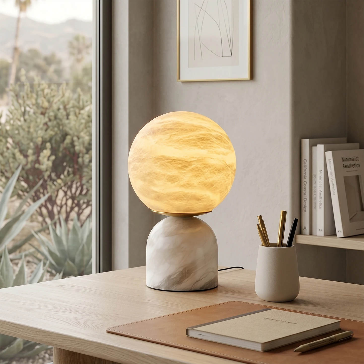 Round Alabaster Table Lamp 1