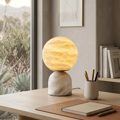 Round Alabaster Table Lamp 1