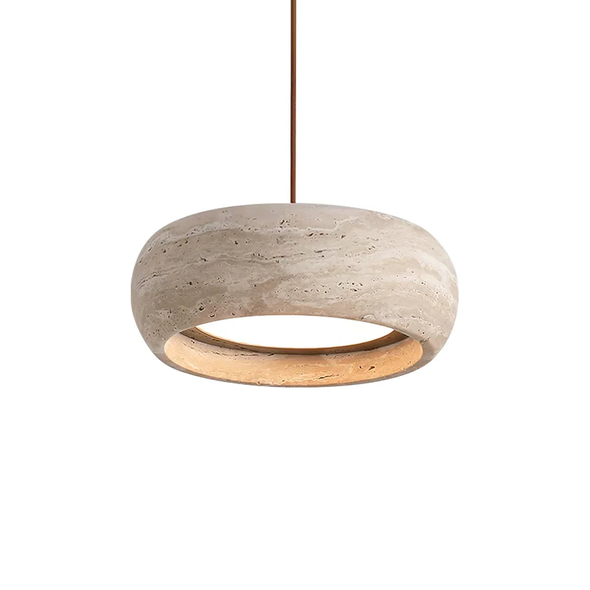 Round Travertine Drum Pendant Lamp 1