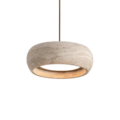 Round Travertine Drum Pendant Lamp 1