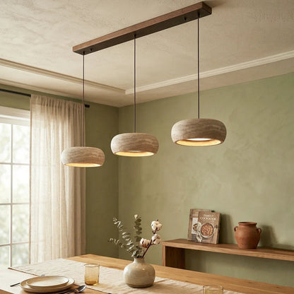 Round Travertine Drum Pendant Lamp 2