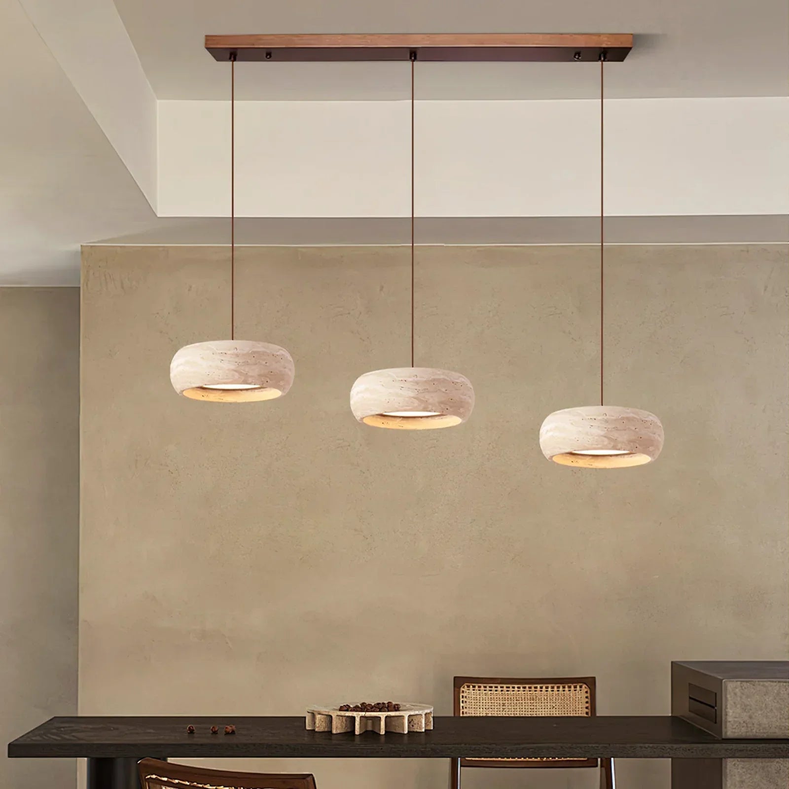 Round Travertine Drum Pendant Lamp 3