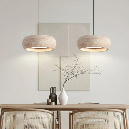 Round Travertine Drum Pendant Lamp 5