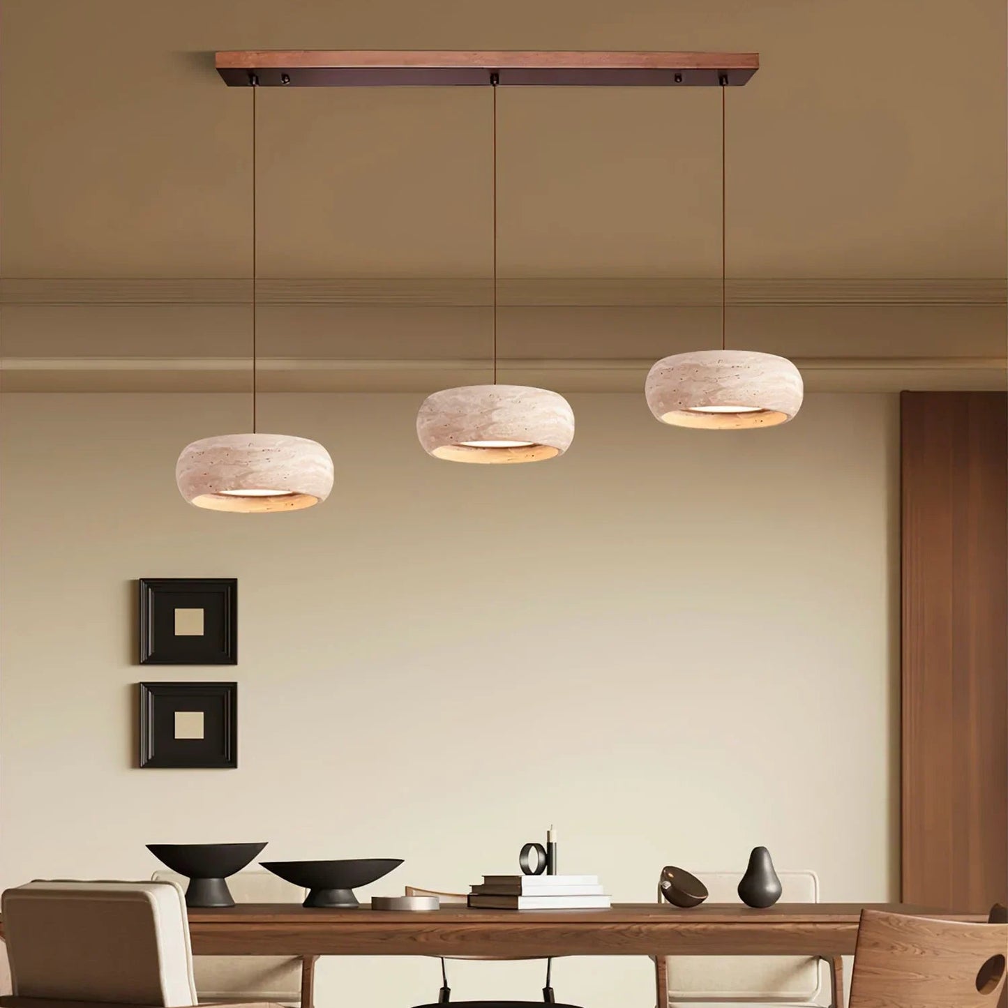 Round Travertine Drum Pendant Lamp 7