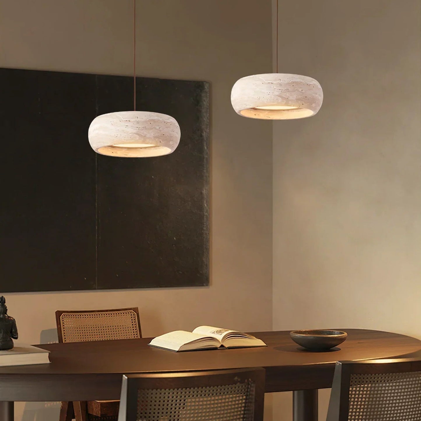 Round Travertine Drum Pendant Lamp 8
