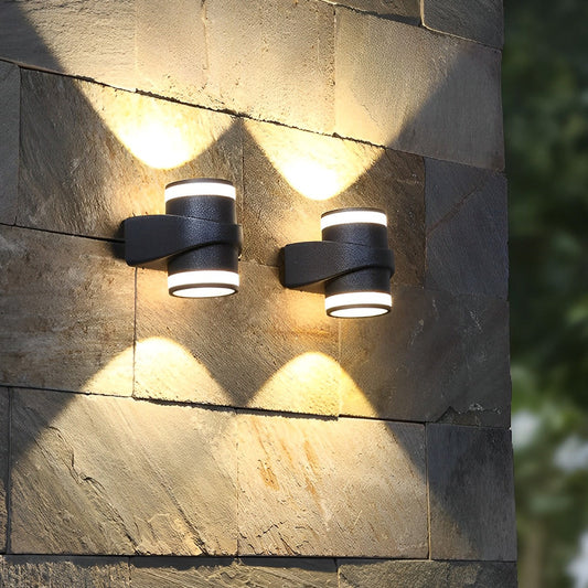 LuxRoyale Modern Black LED Outdoor Wall Sconce - Waterproof IP65 Up/Down Light
