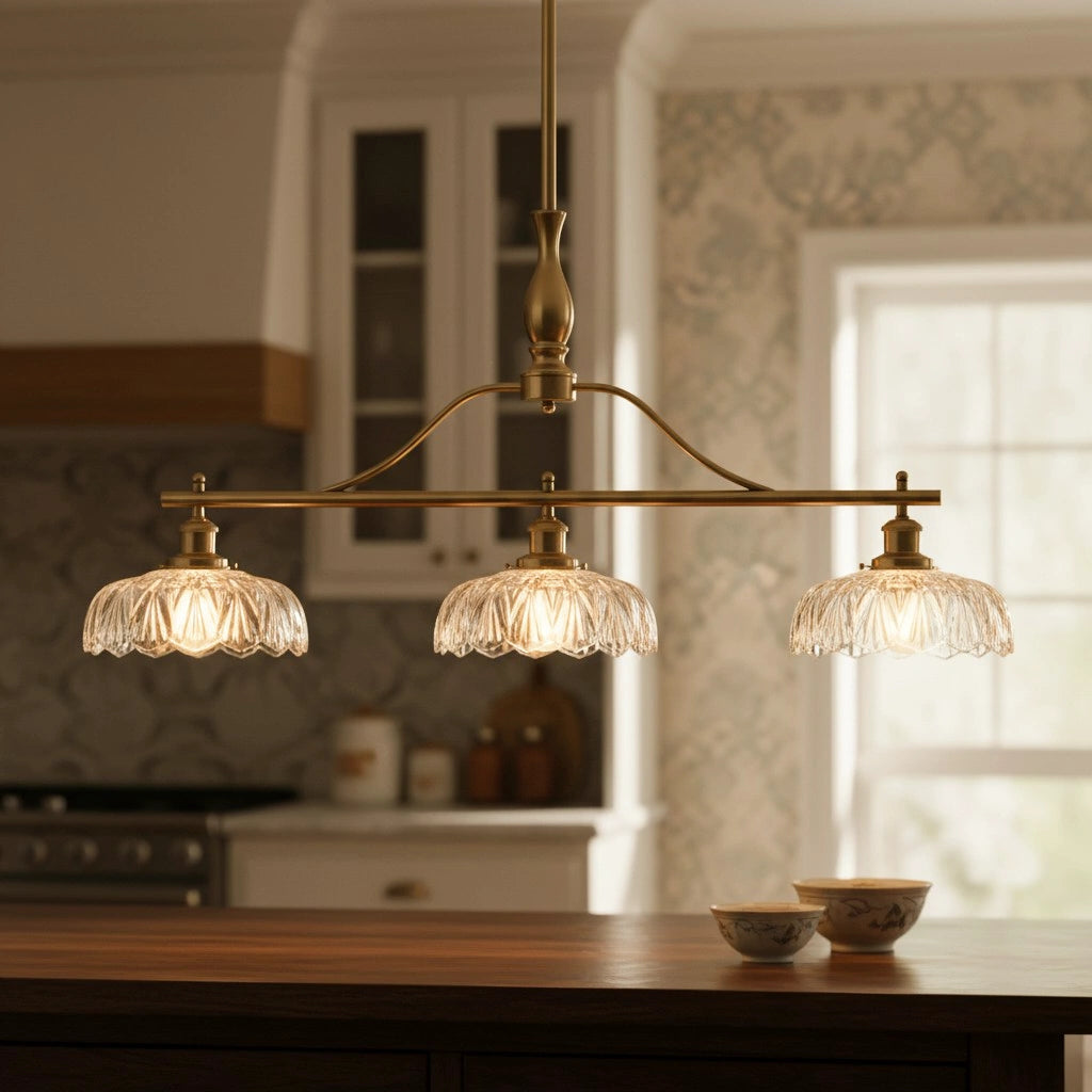 Rowan Vintage Textured Glass 3-Light Chandelier 1