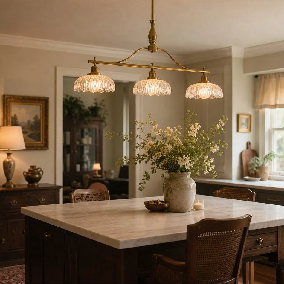 Rowan Vintage Textured Glass 3-Light Chandelier 2