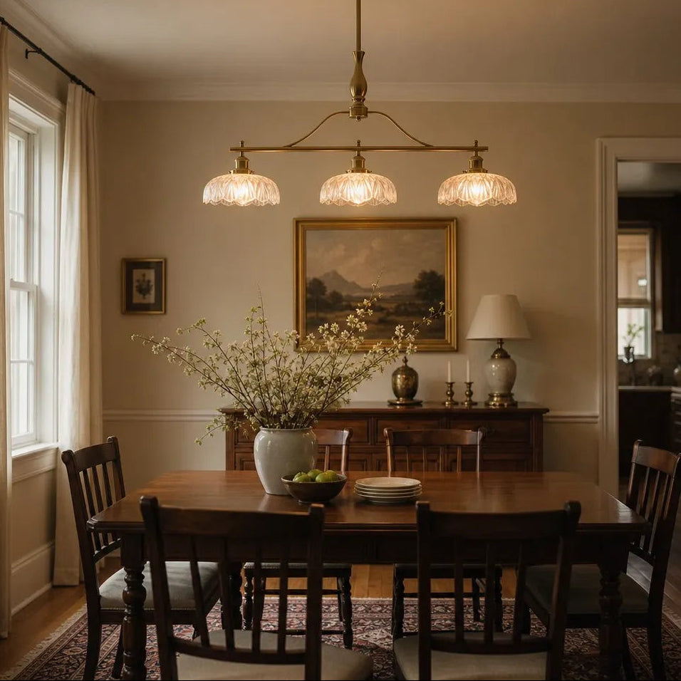 Rowan Vintage Textured Glass 3-Light Chandelier 5