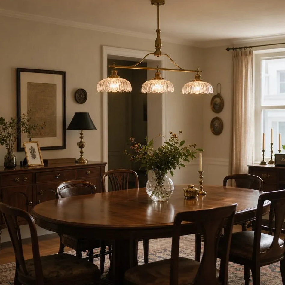 Rowan Vintage Textured Glass 3-Light Chandelier 7