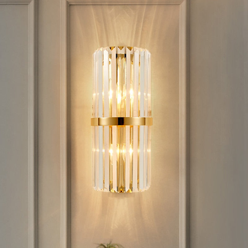 LuxRoyale Modern Gold Crystal Wall Lamp - Home Art Decor Wall Sconces