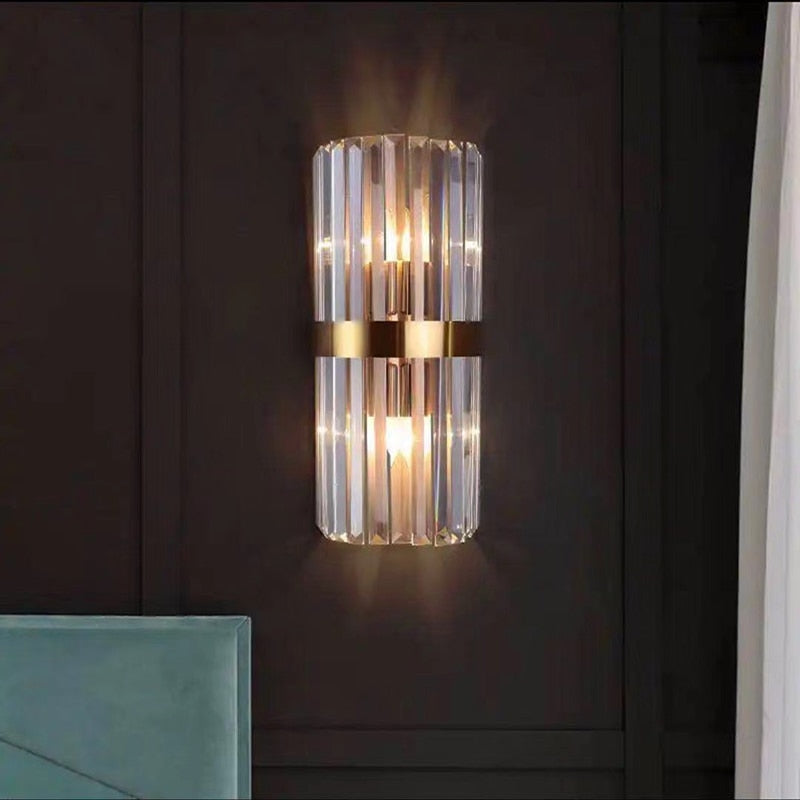 LuxRoyale Modern Gold Crystal Wall Lamp - Home Art Decor Wall Sconces