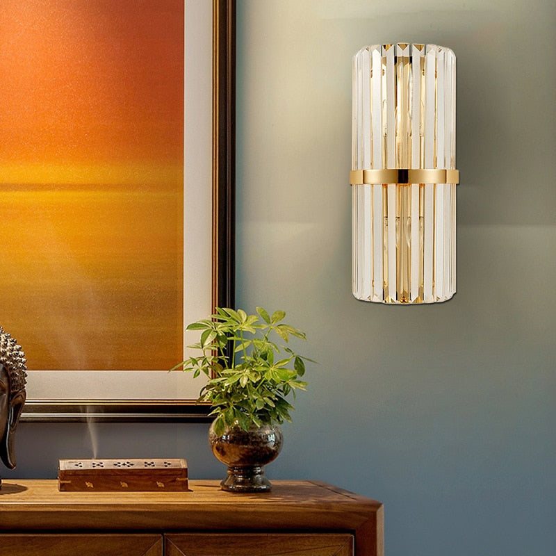 LuxRoyale Modern Gold Crystal Wall Lamp - Home Art Decor Wall Sconces