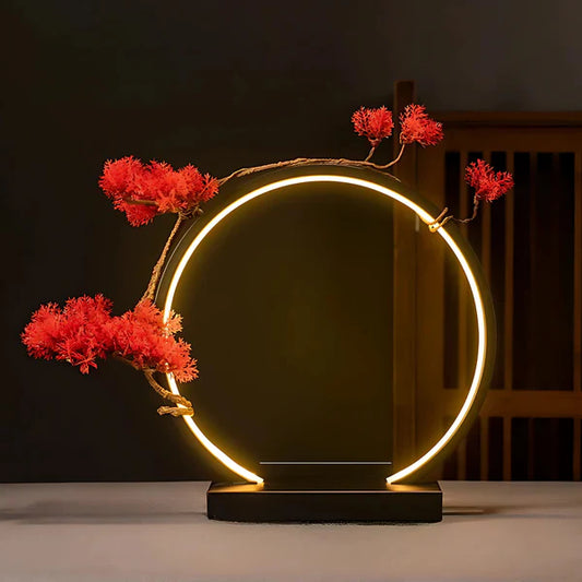 RoyaleGlow Anime LED Ring Lamp – Warm Light USB Display Lamp for Anime Fans - Red