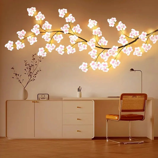 RoyaleGlow Cherry Blossom String Lights – 96 LED USB Branch Lamps - Cherry Blossom