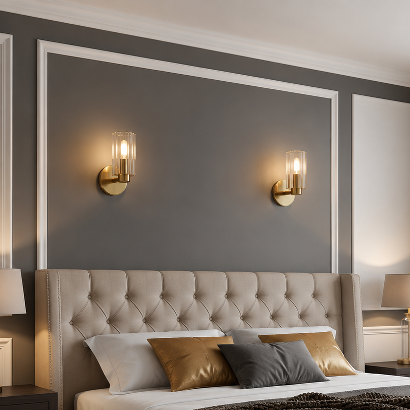 RoyaleGlow Modern Brass Linear Vanity Light with Clear Glass Shades
