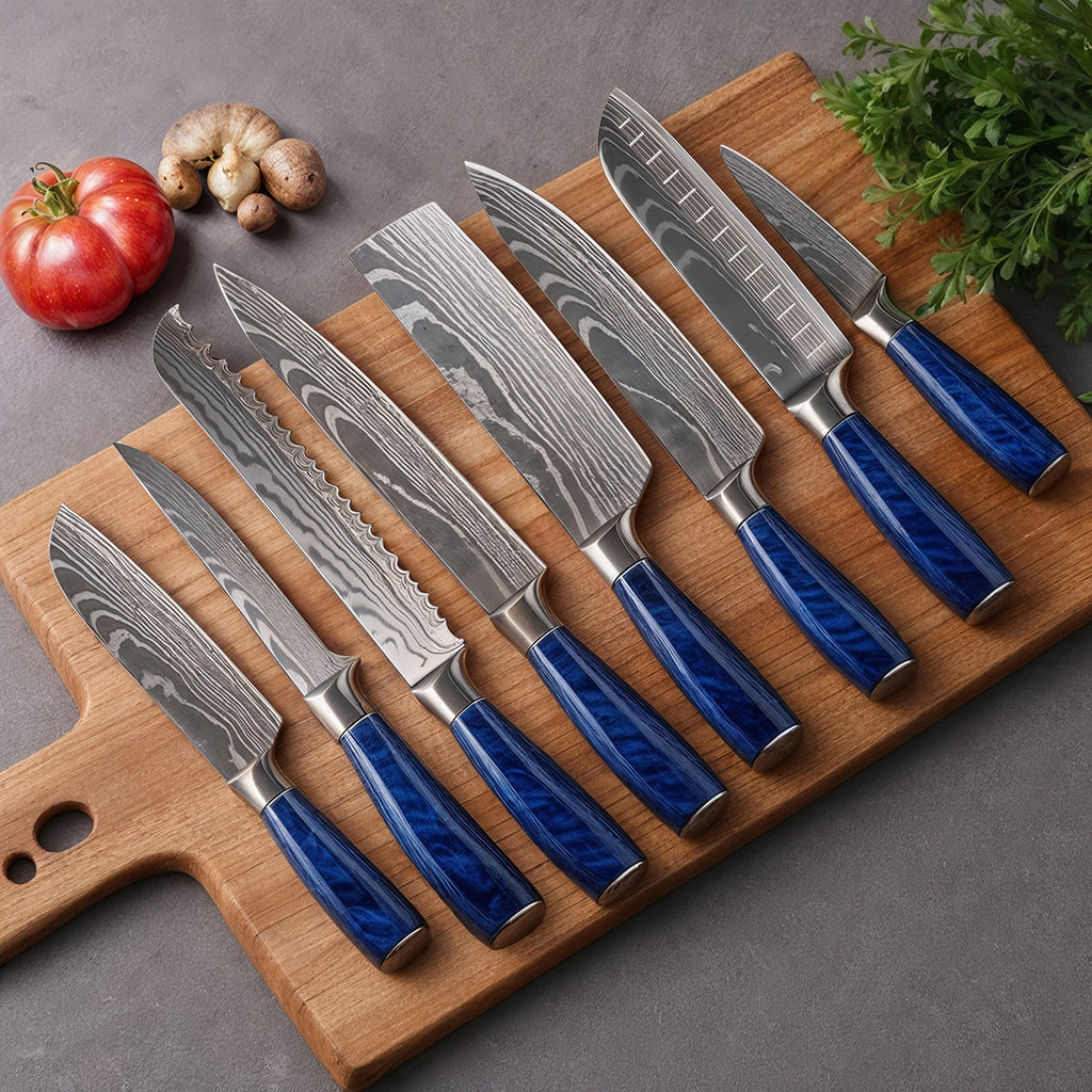 Royaleva 8-Piece Chef Knife Set - High-Carbon Steel, Ergonomic Pakkawood Handles 0