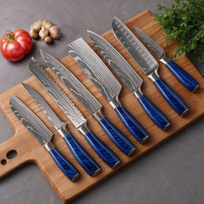 Royaleva 8-Piece Chef Knife Set - High-Carbon Steel, Ergonomic Pakkawood Handles 0