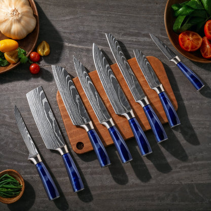 Royaleva 8-Piece Chef Knife Set - High-Carbon Steel, Ergonomic Pakkawood Handles 4