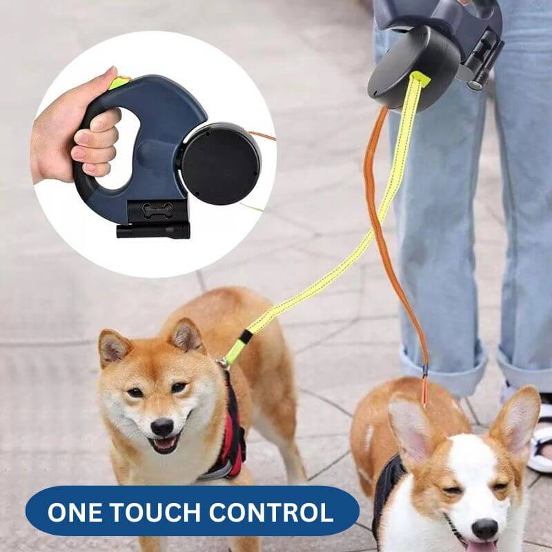 Royallure 10FT Dual Retractable Dog Leash with Built-In Flashlight and Waste Bag Holder for All Breeds 4