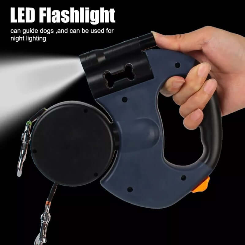 Royallure 10FT Dual Retractable Dog Leash with Built-In Flashlight and Waste Bag Holder for All Breeds 6