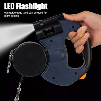 Royallure 10FT Dual Retractable Dog Leash with Built-In Flashlight and Waste Bag Holder for All Breeds 6