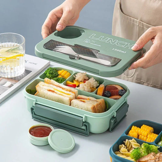 Royallure 1300ML Portable Bento Lunch Box for Kids, Leak-Proof with Utensils 0