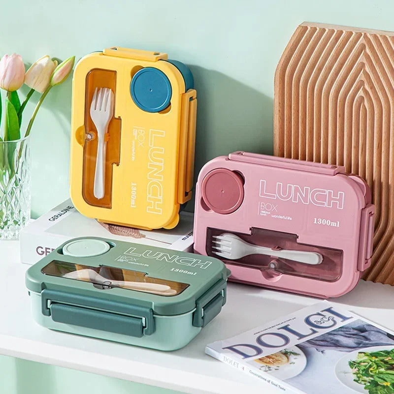 Royallure 1300ML Portable Bento Lunch Box for Kids, Leak-Proof with Utensils 1