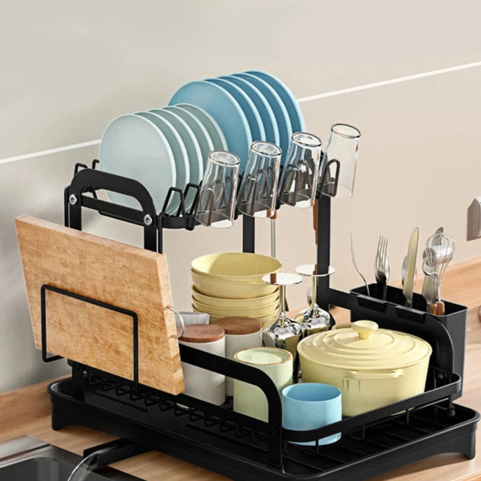 Royallure 2-Tier Dish Drying Rack with 360-Degree Drainage and Bottom Drip Tray – Over the Sink Dish Rack for Kitchen Organization 0