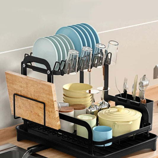 Royallure 2-Tier Dish Drying Rack with 360-Degree Drainage and Bottom Drip Tray – Over the Sink Dish Rack for Kitchen Organization 0